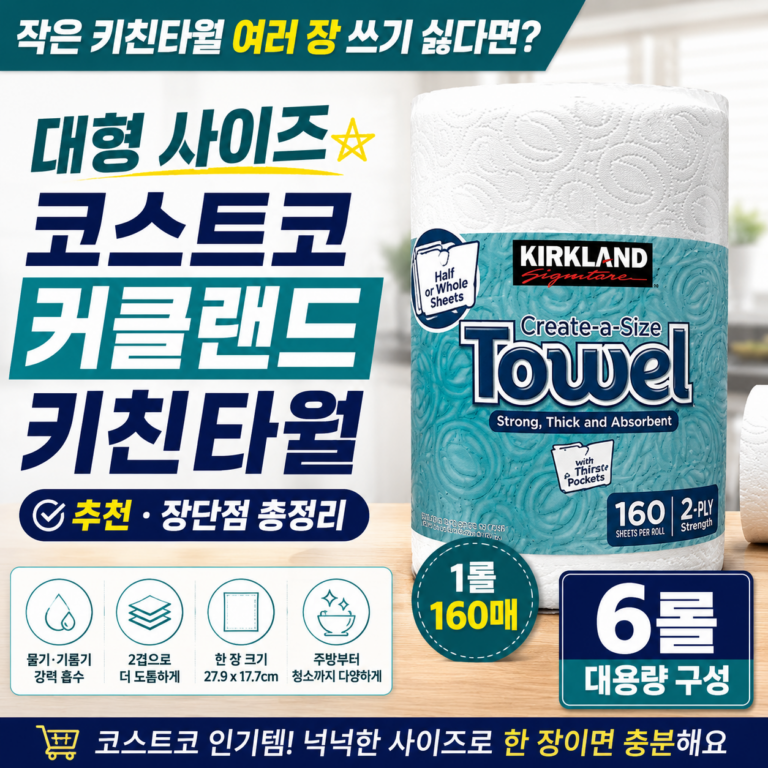 작은 키친타월 여러 장 쓰기 싫다면? 대형 사이즈 코스트코 커클랜드 키친타월 추천·장단점