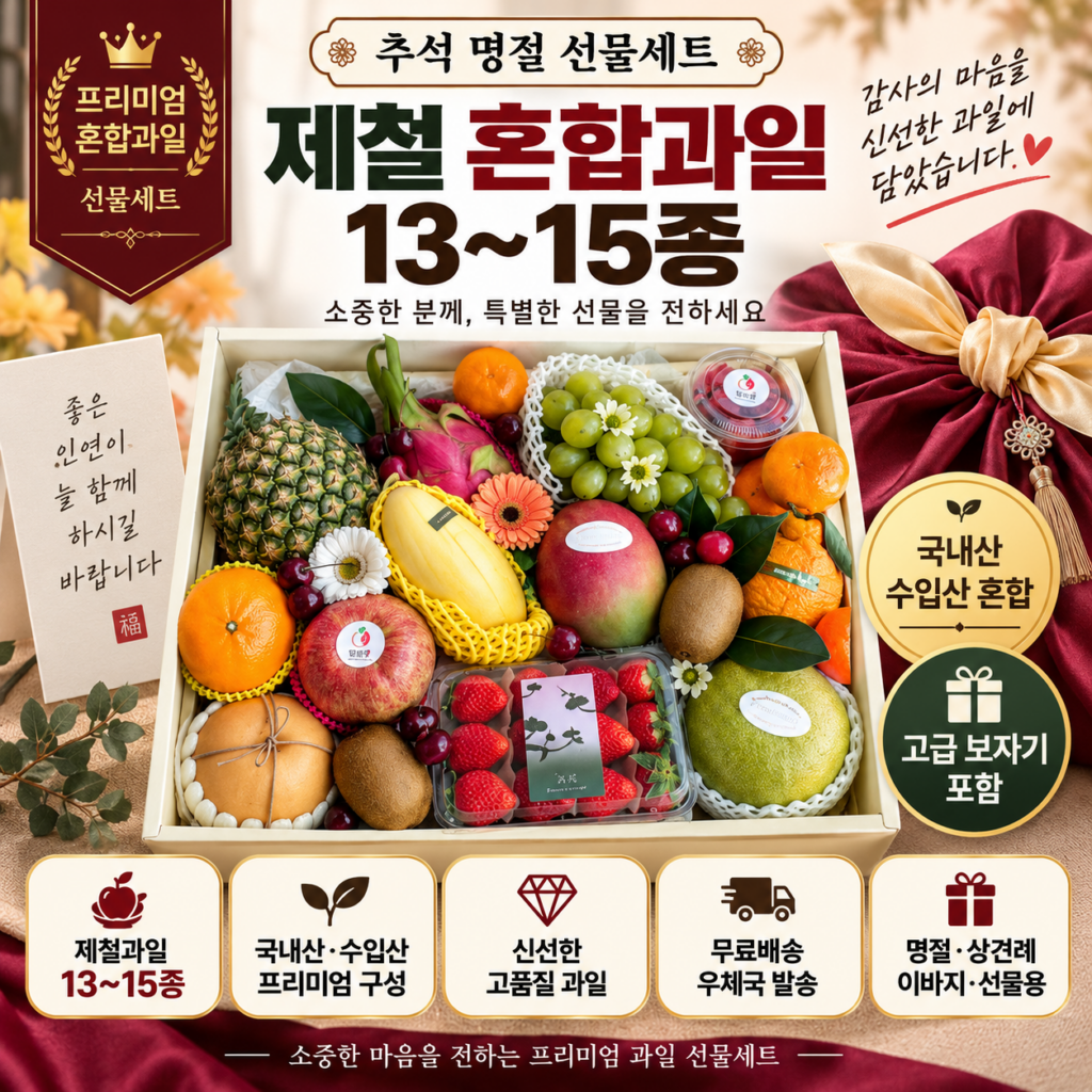 추석 명절 선물세트 추천 혼합과일 13~15종 민고달 프리미엄 보자기 11만원대 제품 이미지