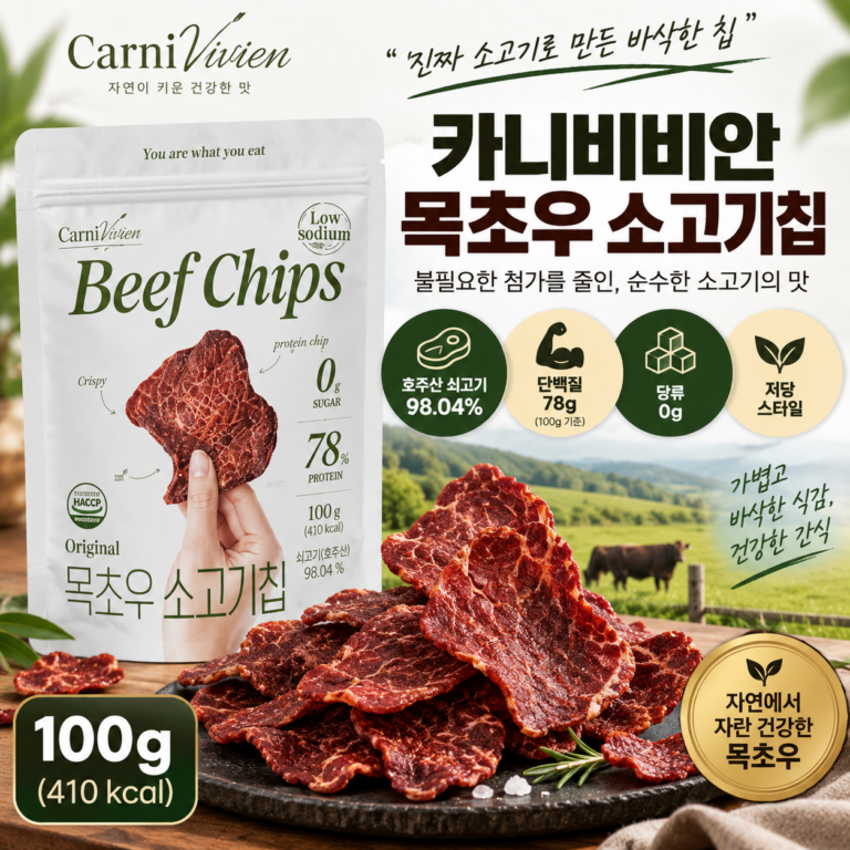 소고기칩 카니비비안 목초우 100g 호주산 쇠고기 98% 단백질 78g
