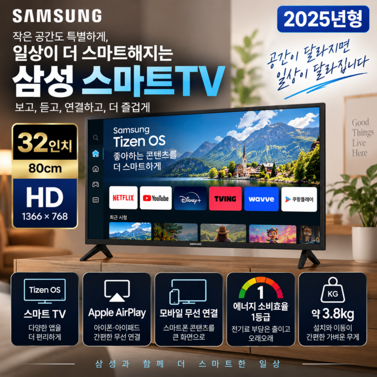 삼성 32인치 스탠드 TV KU32H5510FFXKR HD 스마트TV 초특가 할인