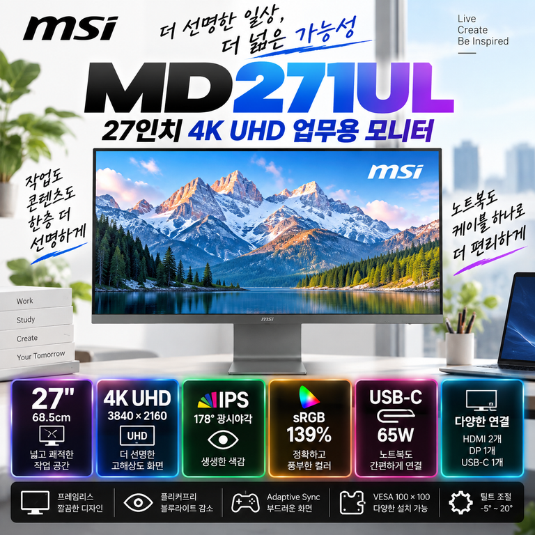 MSI Modern MD271UL 27인치 4K IPS USB-C 65W 모니터 구매 전 확인