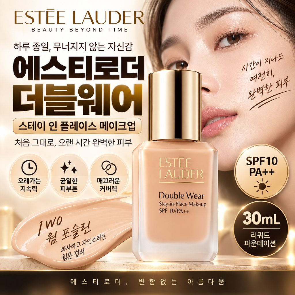 에스티로더 더블웨어 1W0 웜 포슬린 SPF10 PA++30mL 색상·사용감 정리 제품 이미지