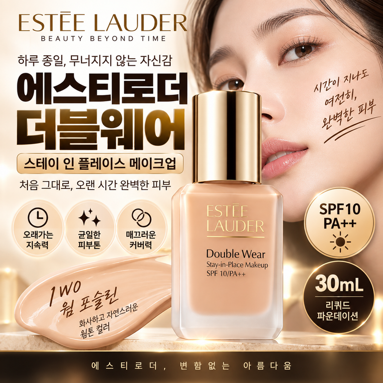 에스티로더 더블웨어 1W0 웜 포슬린 SPF10 PA++30mL 색상·사용감 정리